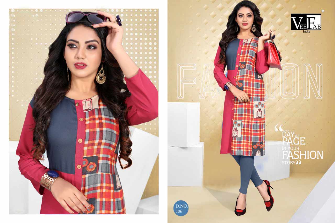 Dream Girl Vol-2 Veefab India Rayon Print Kurti Dream Girl Vol-2 Veefab India Rayon Print Kurti